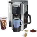 Hamilton Beach FlexBrew Advanced 5-in-1 Programmable 12 Cup Drip and Single Serve Hot & Iced Coffee Maker with Movable 60 oz. Water Reservoir, Use Pod Packs and Grounds, Fast Brewing, Black (49924)