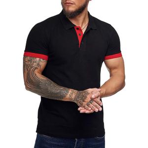 Men's Short Sleeve Casual Slim Fit Polo Shirts Basic Designed Classic Cut Cotton Shirts (X-Large, Black)
