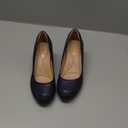 mysoft Women's Pumps Low Chunky Block Heel Round Toe Comfortable Dress Shoes (7, Navy Blue)