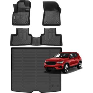 Jenofa-Floor Mats for Volvo XC40 2019-2025 (No Recharger) Cargo Mat Car Mats for Volvo XC40 All Weather Floor Liner Custom Fit Automotive Non-Slip Waterproof High Edge Protection Full Set Accessories