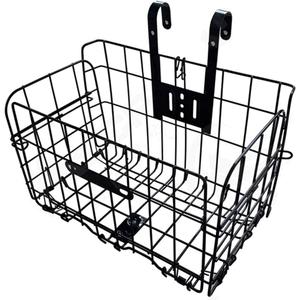 Folding Bike Front Basket Bicycle Wire Basket with Handles Easy Installation on Front Handlebar