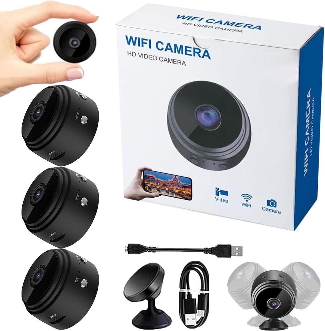 2026 New Magnetic Mini Security Camera 1080p Outdoor and Indoor Use Home Security Camera Night Vision Motion Detection (Black)