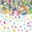 2 x 3000Pcs Easter Table Confetti, Bunny Rabbit Egg Chicken Shape Glitter Metallic Foil Table Scatters Spring Party Decorations