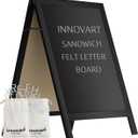 INNOVART A-Frame Sidewalk Sign 36”x20”, Sandwich Felt Letter Board w/Changeable Letters, Double-Sided Felt Letter Board, Free Standing Letter Board Easel for Restaurant, Business, Wedding, Black