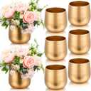 8 Pcs Small Gold Vases for Centerpieces Tall Metal Flower Trumpet Vase Vintage Compote Planter Plant Pots for Wedding Party Table Centerpiece Decorations (4.1 Inch,Pot)