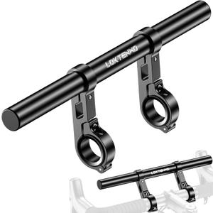 Bike Handlebar Extender - 11.81" Aluminum Extension with Aluminum Alloy Dual-Clamp Mounting Base for Bicycle and Motorcycle, Fits Handlebar Diameters of 0.875"/ 1.0"/ 1.125"/ 1.26"