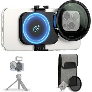 67mm ND Filter, Magnetic Lens Filter Adapter with ND2-128 Variable ND Filter for iPhone 16 15 14 Pro Pro Max Plus, Phone Lens Filter Mount with 1/4-20" Screw & Cold Shoe Pull-Out to fit 16 15 Pro Max