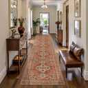 Tangsoo Boho Hallway Runner Rug 2.6x12 Washable Runner Rug for Hallways, Non Slip Vintage Soft Low Pile Long Rug Runner, Oriental Terracotta Carpet Runners for Kitchen Bedroom Entryway Living Room