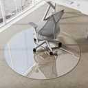 VOOBANG 55"x55" Tempered Glass Office Chair Mat for Carpet - Round Carpet Protector Mat for Office Chair Hard Floor, 5mm Thickness, Non-Slip, Scratch Resistant, Transparent