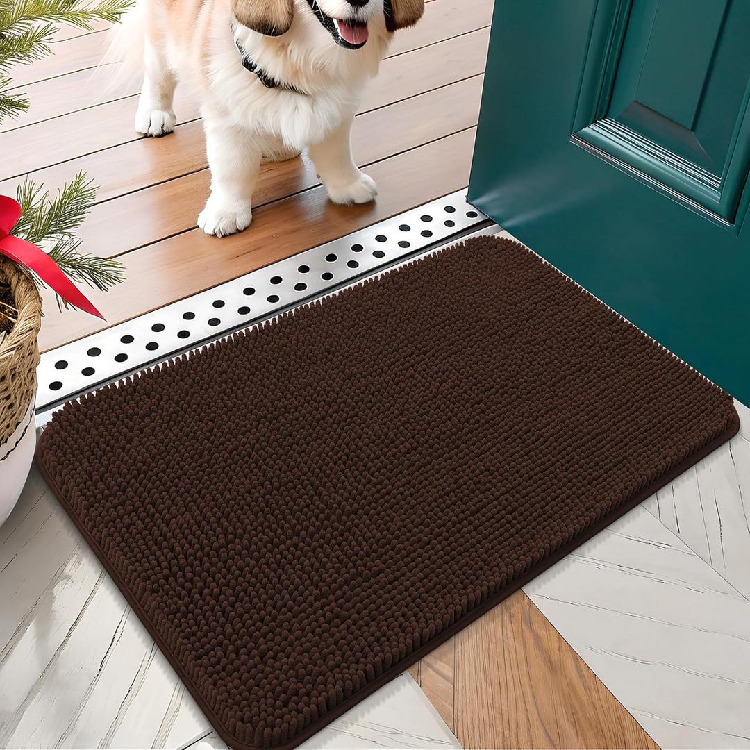 OLANLY Dog Door Mat for Muddy Paws 24x16, Absorbs Moisture and Dirt, Absorbent Non-Slip Washable Doormat, Quick Dry Chenille Mud Mat for Dogs, Entry Indoor Entryway Carpet for Inside Floor, Brown OLANLY Dog Door Mat for Muddy Paws 24x16, Absorbs Moisture and Dirt, Absorbent Non-Slip Washable Doormat, Quick Dry Chenille Mud Mat for Dogs, Entry Indoor Entryway Carpet for Inside Floor, Brown