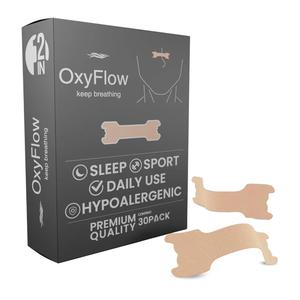 OxyFlow Model Y - 30 Nasal Strips for Breathing, Sensitive Skin, Athletic Nasal Strips, Nasal Congestion Relief, Nose Strips for Snoring, Universal Fit. Pack of 2