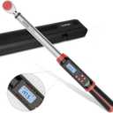 Leolee 1/2-Inch Drive Digital Torque Wrench with Angle, 7.38-147.5 Ft-Lb/10-200 Nm Electronic Torque Wrench with Preset Value, Data Storage, Buzzer, LED Flash Notification for Motorcycle, Car