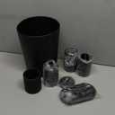 zccz 6 Piece Bathroom Accessories Set, Toothbrush Holder, Toothbrush Cup, Soap Dispenser,Bathroom Vanity Tray, Qtip Holder, Trash Can - Black