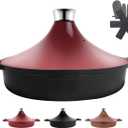Non-Stick Frying Pan/Skillet 11", 3QT Tagine Pan,Cast Aluminum Pans with Lid, Stove/Oven-to-Table Cookware, Dishwasher Safe& Compatible with All StovetopsBlack Red