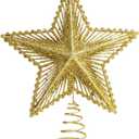 Christmas Tree Topper Star Hollow Out Treetop Xmas Gift DIY Christmas Tree Gold Sparkle Stars Ornaments Accessories