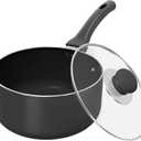 Utopia Kitchen 2 Quart Detachable handle Nonstick Saucepan with Glass Lid, Multipurpose Use for Home, Kitchen or Restaurant, Grey & Black