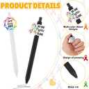 Epakh 24 Pcs Cancer Awareness Ballpoint Pens Colorful Ribbon White and Black Retractable Gel Pen Black Ink Cancer Awareness Items for Public Events Supplies
