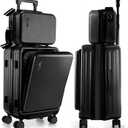 TravelArim 22 Inch Carry On Luggage, Carry On Suitcase with Wheels, Hardside Luggage Carry-On, Expandable Black Small Suitcase, Hard Shell Carry-on Luggage, Spinner Luggage with Cosmetic Bag