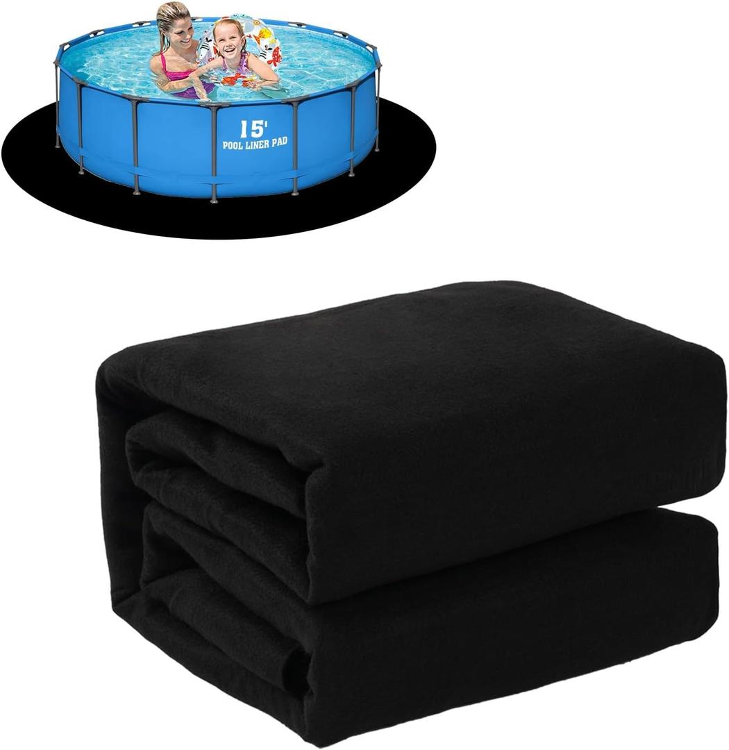 Upgrade Thicken 15ft Round Pool Liner Pad for Above Ground Pool, 300g/ Seamless Swimming Pool Mat, Under Pool Padding, Puncture Protection, Extend Liner Life, Durable Geotextile Material Eco-Friendly