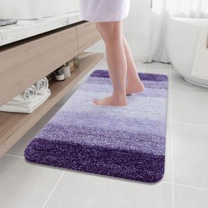 Arotive Microfiber Bathroom Rugs, Shaggy Soft and Absorbent Bath Rug, Non-Slip, Thick Plush Machine Washable Dry Bath Mats for Bathroom, Tub and Shower, 44x24, Dark Purple (44" x 24", Dark Purple)