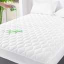 GRT Full Mattress Protector Waterproof, Rayon from Bamboo, Cooling Quilted Fitted Mattress Pad, Noiseless Waterproof Mattress Cover, fits up to 18" Deep, Dust Proof White