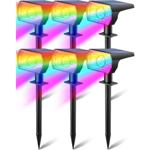 Solar Multicolor Lights Outdoor, 7 Lighting Modes Solar Light Outdoor Waterproof IP68, Color Changing RGB Powered Halloween Lights Outdoor for Garden Yard Patio Landscape Halloween Decorations