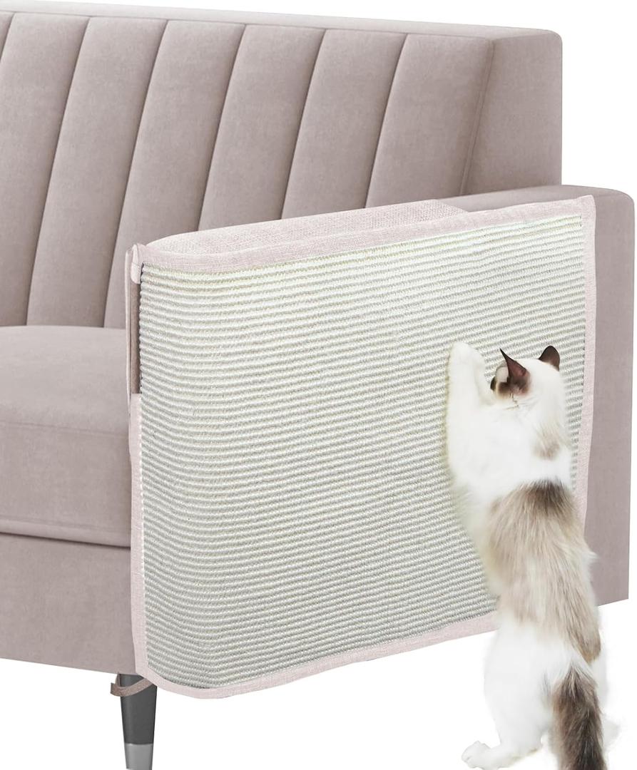 Cat Scratch Sofa Protector,27.6" L*19.6" W Cat Scratch Furniture Protector Pad Couch Arm Sheild with Natural Sisal for Protecting Couch Sofa Chair FurnitureBeige/Left Handed