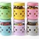 6 Pack Glass Overnight Oats Containers with Lids, 16 oz Mason Jars with Silicone Sleeves, Airtight Leak-Proof Meal Prep Jars for Chia Pudding, Oatmeal, Yogurt, Snacks, Smoothies, Salads