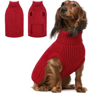 Queenmore Dog Sweaters for Medium Dogs Girl, Medium Dog Sweater, Christmas Clothes for Doggy, Soft Turtleneck Pet Pullover for Winter Fall, Warm Sleeveless Pet Winter Jacket, Red,M