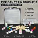 Queensell Mexican Train Dominoes Set with Wooden Hub, Domino Tile Board Games - Double 12 Dominos Set for Family Game Night for Adults and Kids Ages 8 and up (Double 12)