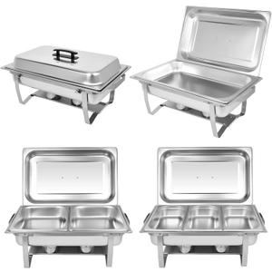Chafing Dish Buffet Set[4 Pack] 8QT Stainless Steel Buffet Chafers,Catering Food Warmers Set With 7 Trays