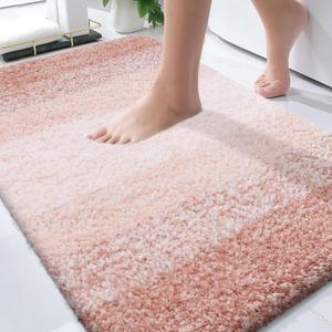 OLANLY Bathroom Rugs Mat 30x20, Extra Soft Absorbent Microfiber Bath Rugs, Rubber Backing, Quick Dry, Machine Washable Bath Mats for Bathroom Floor, Tub and Shower, Home Decor Accessories, Peach