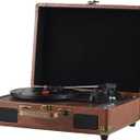 Semme Retro Record Player Portable Turntable for Versatile Listening Experience Brown (Brown)