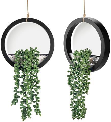 2 Pack Fake Plants Hanging Artificial Succulents Plants in Black Pots for Living Room Bathroom Accessories Boho Farmhouse Wall Decor 2 Pack Fake Plants Hanging Artificial Succulents Plants in Black Pots for Living Room Bathroom Accessories Boho Farmhouse Wall Decor