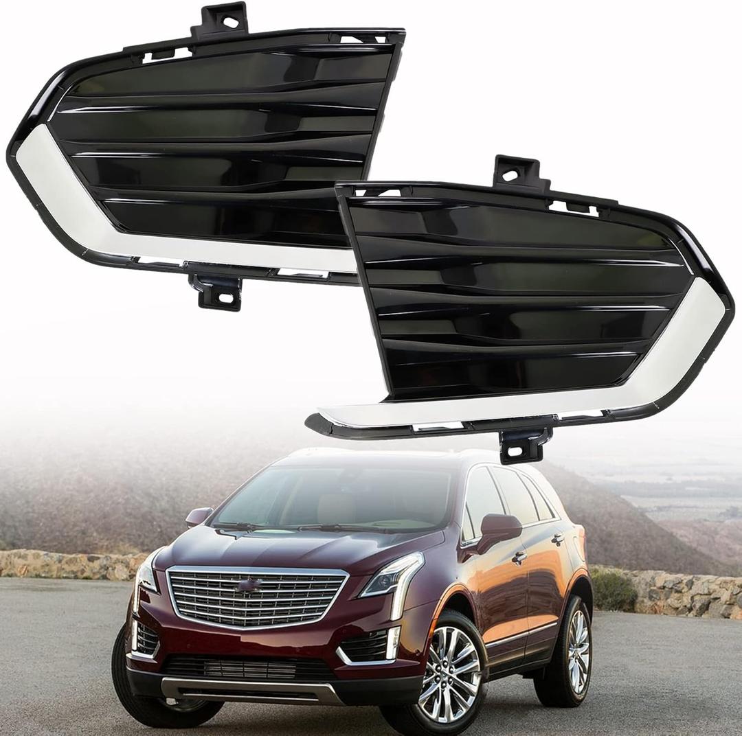 munirater 2-Pack Bumper Fog Light Cover Grille Black Left and Right Side Replacement for XT5 2017-2019