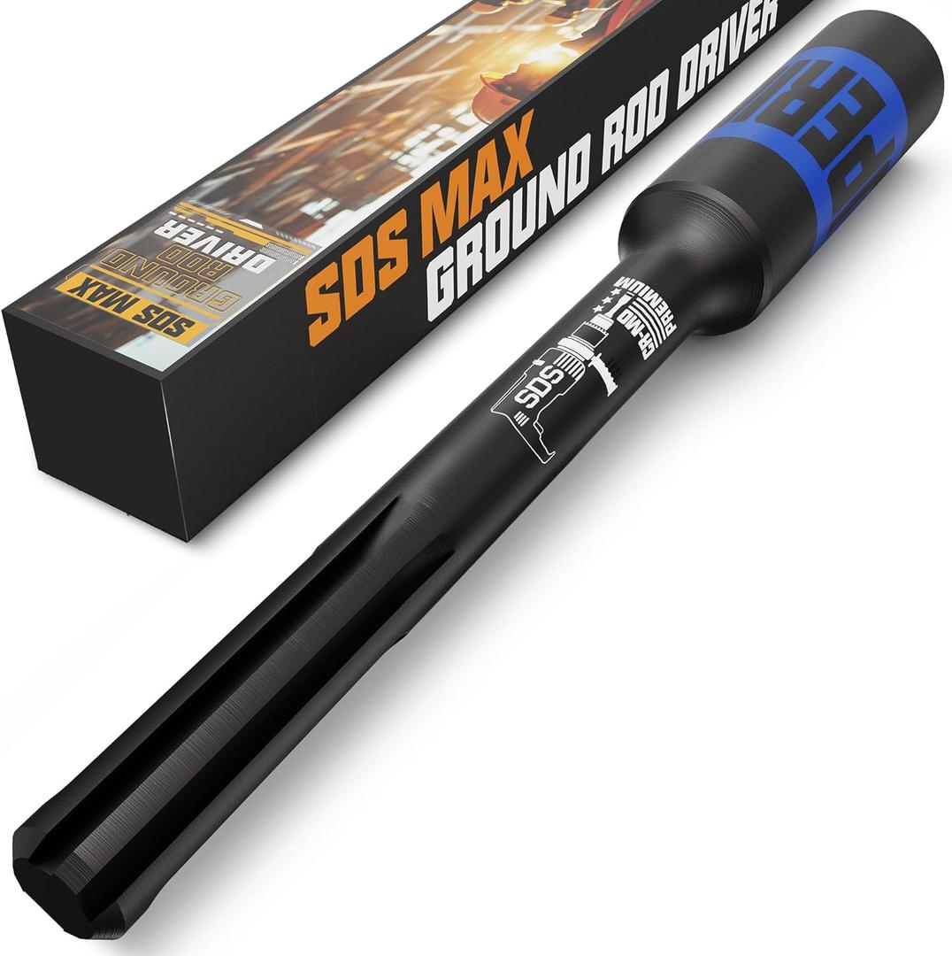 SDS-Max Ground Rod Driver for Driving 5/8-inch & 3/4-inch Ground Rods, Ground Rod Driver Adapter Bits, Compatible with SDS-Max Rotary Hammer Drill Tool,CR-MO Steel