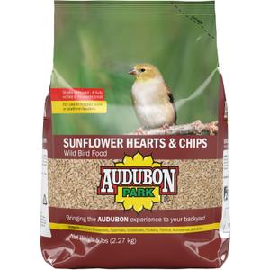 Audubon Park Sunflower Hearts & Chips Wild Bird Food, No Mess Sunflower Seeds for Birds, 5-Pound Bag