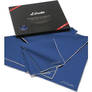 Libretto Microfiber Polish Cloth, 3 Useful Sizes in 1 Pack, Violin and Cello Cleaning & Polishing Products, Blue, Lint-Free, Super Soft, Gift, for Piano, Guitar, Ukulele, Trumpet, Saxophone, Laptop