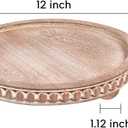 HPC Decor 12in Round Gray Wood Beaded Tray - Decorative Living Room, Coffee Table, Kitchen Table, Dining Room or Farmhouse Serving Tray