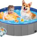 YSJILIDE Portable Dog Pool PVC Pet Swimming Pool Bathtub Collapsible Dog Pool, Hard Plastic Pool for Pets to Swim and Bath (L-47""x 12"" Dark Grey), DGRAY120