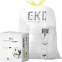 EKO 13 Gallon / 40-60 Liter,110 Count Drawstring Trash Bags, Extra-Strong Unscented Garbage Bags, Easy-Dispense Roll for Kitchen & Household Use, Resists Tears, Leaks and Punctures, Code F, White