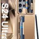 Vizvera for Samsung Galaxy S24 Ultra Case Wallet, RFlD Cards Holder & Camera Cover & Kickstand for Women Men, Full Body Rugged Shockproof Silicone Case for S24 Ultra 6.8" 2024 Only-Champagne Gold