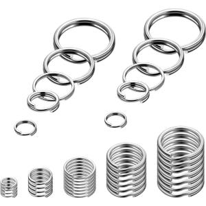 500pcs Assorted 5 Size Small Split Ring for Key Ring, Metal Keychains Key Rings Pet Collar Tag Double Loops Round Jump Rings for Jewelry Making Necklaces Bracelets Earrings Craft Accessories, Silver