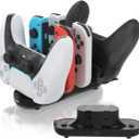 Switch Controller Charger for Nintendo Joy con Charge, Joy-con Charging Dock, 6 in 1 Switch1 Controller Charge Dock Station Compatible Nintendo Switch/Pro Controller/PS5 with Charger Cable & Indicator