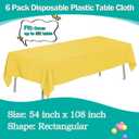 2 x tujol Yellow 6 Pack Plastic Table Cloth 54" x 108", Disposable Tablecloths Rectangle Table Cover, Plastic Tablecloths for Parties
