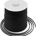 Leather String, Flat Suede Cord Faux Leather Cord Thin Leather Lace for Bracelets, Necklaces, Jewelry Making and Art Crafts (2.7 MM Black)
