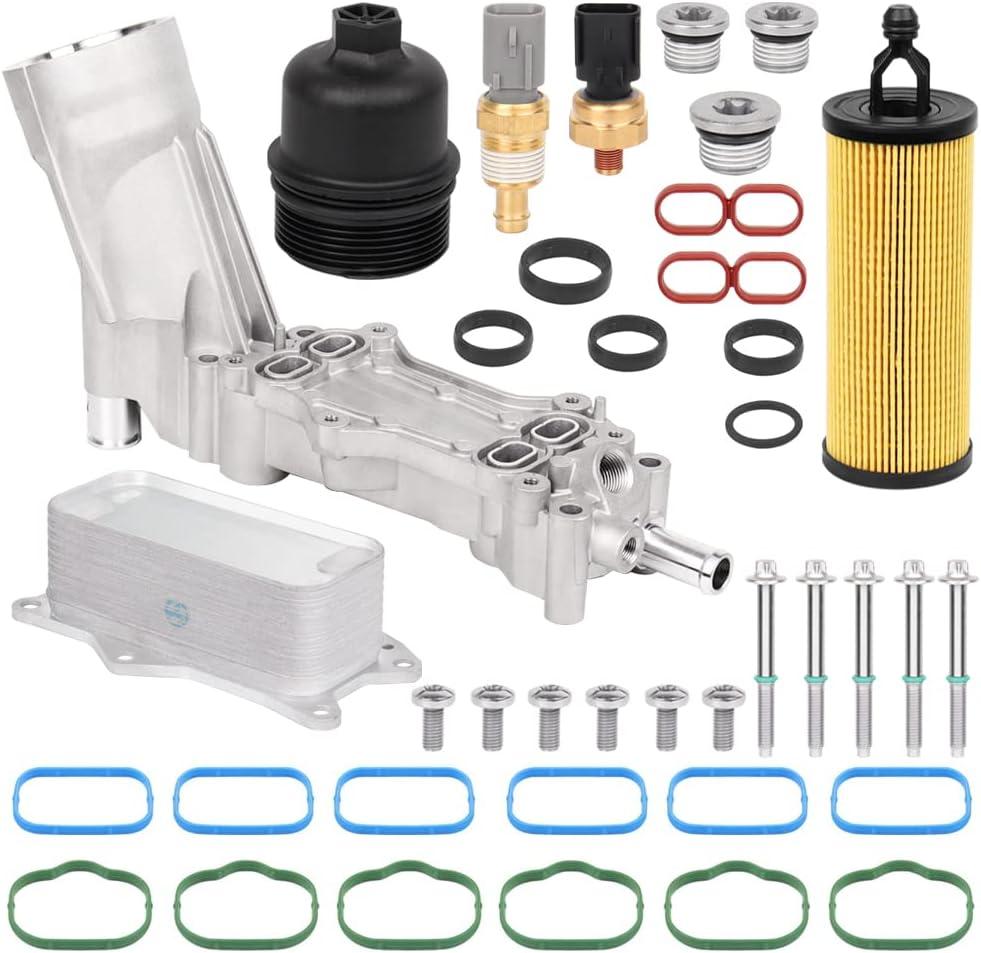 926-959 Aluminum Engine Oil Cooler and Oil Filter Housing Adapter 926-876 Fit for 3.6L 2011-2016 Dodge Charger Chrysler 200 300 Jeep Grand Cherokee Wrangler Ram ProMaster 6cyl | 5184304AE 68105583AF