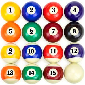 Precision Engineered Billiard Balls  Full Set of 16 Balls for Pool Tables, Includes Eight Ball & White Cue Ball