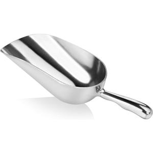New Star Foodservice 34523 One-Piece Cast Aluminum Round Bottom Bar Ice Flour Utility Scoop, 12-Ounce, Silver (Hand Wash Only)