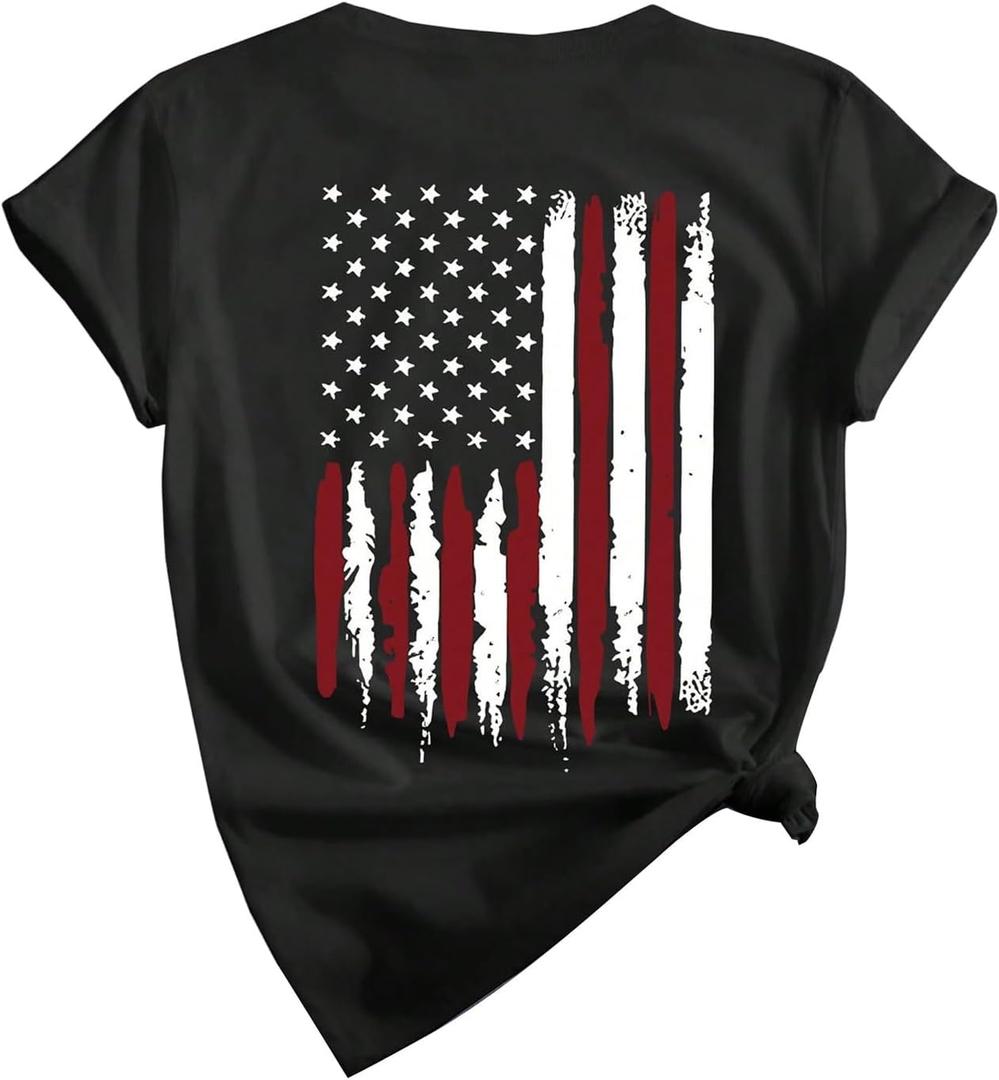 SweatyRocks Women's Summer Tops Flat Graphic Print Tees Loose Crew Neck Short Sleeve T-Shirt (Black, M)